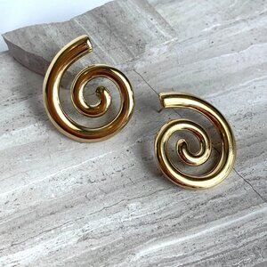 New ~ Anthropologie Gold Spiral Earrings